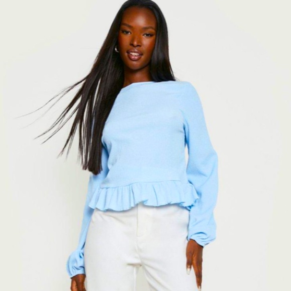 BooHoo Cropped Top with Ruffle Hem